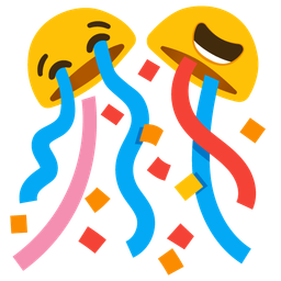 Crying emoji 😭 combined with 🎉 emoji mashup