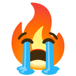 Crying emoji 😭 combined with 🔥 emoji mashup